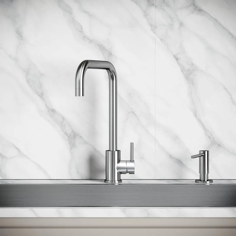 Смеситель для кухни Sancos Stainless, с поворотным Г изливом, нержавеющая сталь, SC12002SS Sancos — официальный сайт