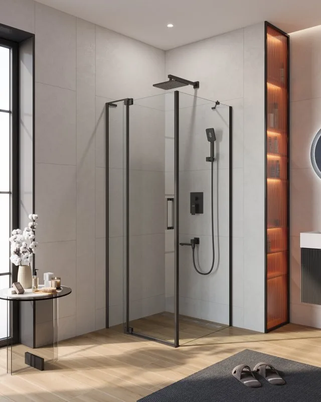 Душевой уголок Cezares Slider AH 1 70/80 80 C NERO Sancos — официальный сайт