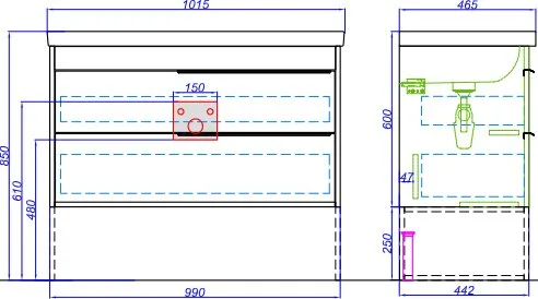 Тумба под раковину без столешницы Aqwella Fargo 100 дуб балтийский Sancos — официальный сайт