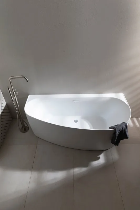 Акриловая ванна Allen Brau Priority 5 L 160x80 см, левая, пристенная, белая, асимметричная, на ножка Sancos — официальный сайт