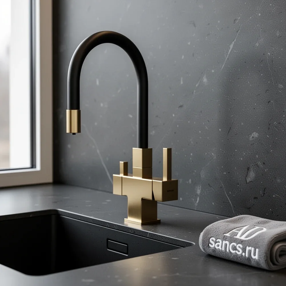 Смеситель для кухни Sancos Arno SC4005BG с гибким изливом, брашированное золото Sancos — официальный сайт