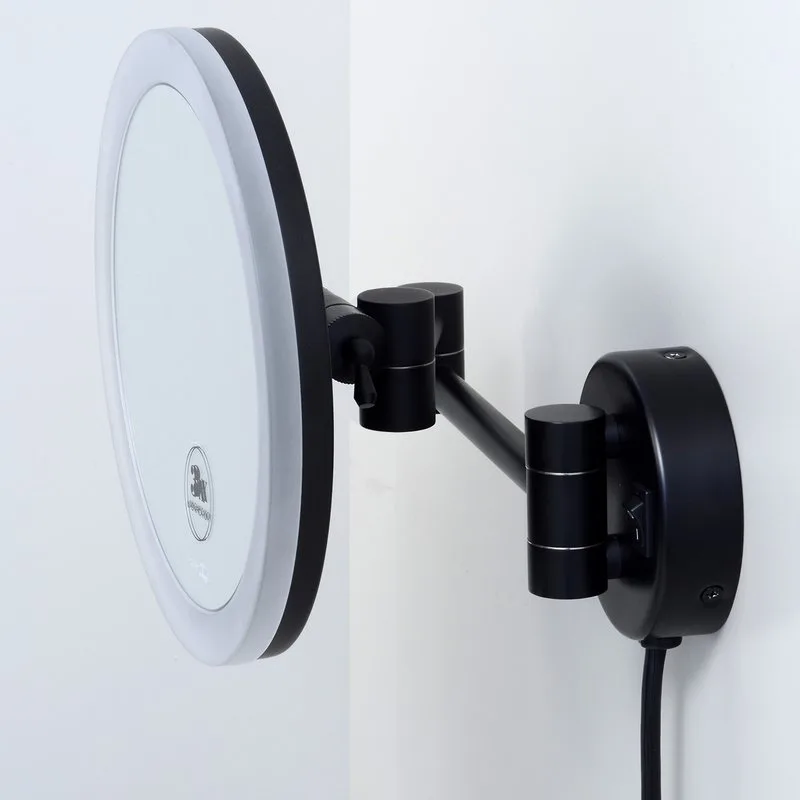 Косметическое зеркало Wasserkraft K-1004Black с подсветкой, двухстороннее, телескопическое, поворотн Sancos — официальный сайт