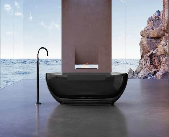 Акриловая ванна Abber Kristall AT9703 Onyx 170x75 см, отдельностоящая, черная, овальная, с донным кл Sancos — официальный сайт