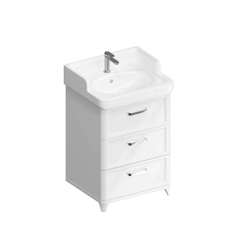 Тумба под раковину без столешницы KERAMA MARAZZI Pompei 60 напольная, с 3 ящиками, глянцевая белая Sancos — официальный сайт
