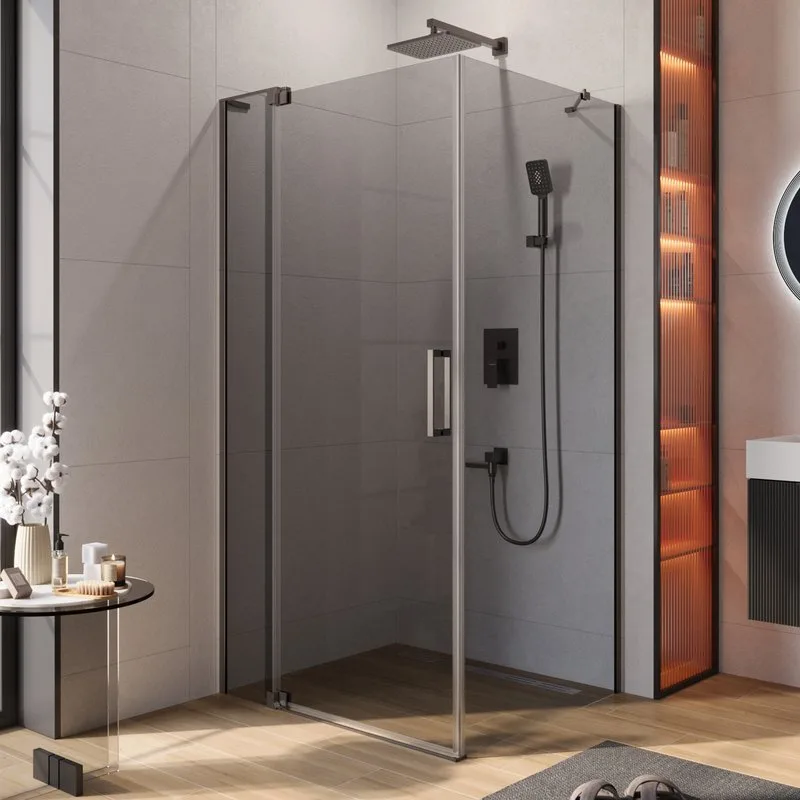Душевой уголок Cezares Slider AH 1 90-100/110 GRIGIO GM профиль оружейная сталь, стекло серое Sancos — официальный сайт