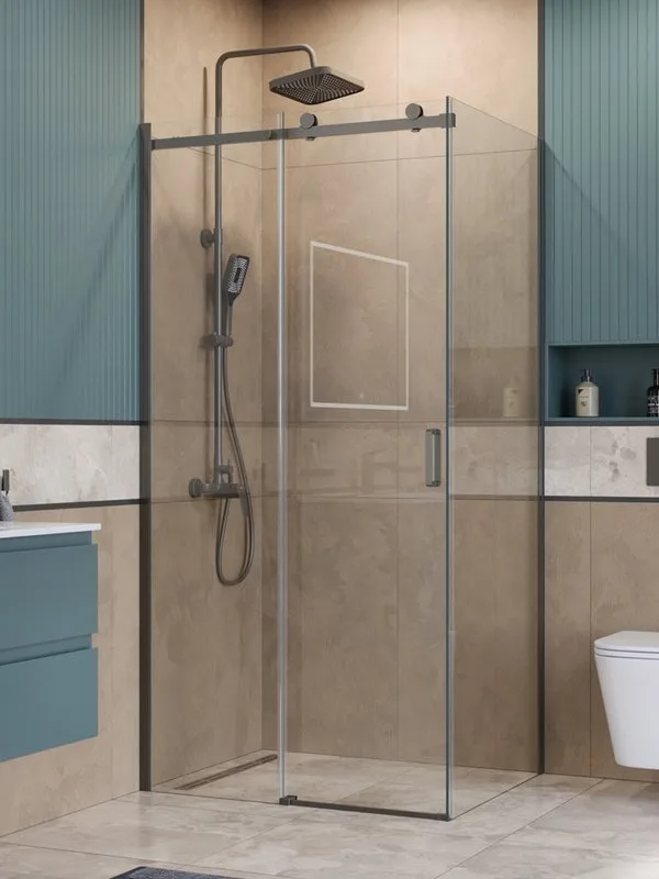 Душевой уголок BelBagno Soft Close-2 AH-1-100/90-C-GM профиль оружейная сталь Sancos — официальный сайт