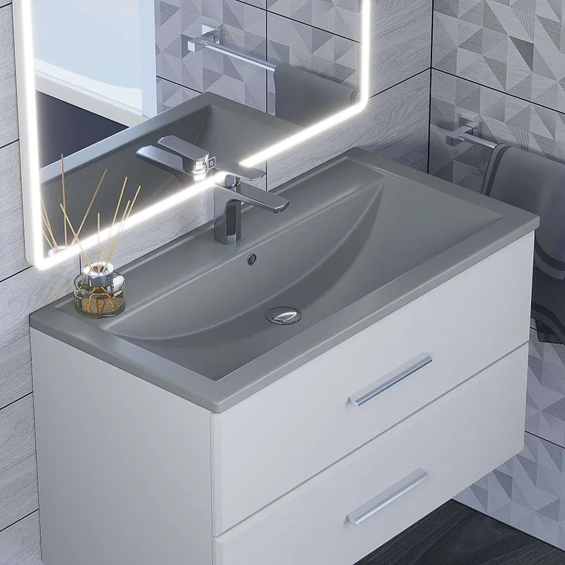 Мебельная раковина Uperwood Foster Quartz 291030037 80 см, матовая серая, бетон Sancos — официальный сайт