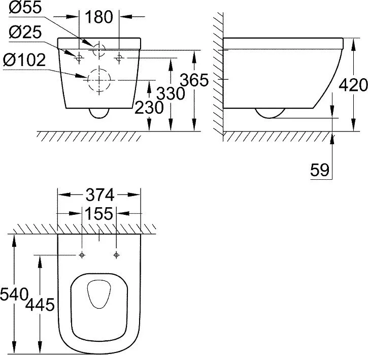 Унитаз подвесной Grohe Euro Ceramic 3932800H Sancos — официальный сайт