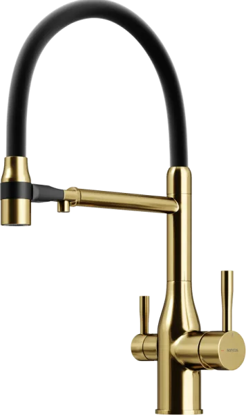 Смеситель для кухни Sancos Garda SC4009BG с гибким изливом, брашированное золото
