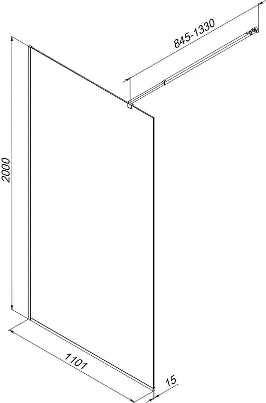 Душевая перегородка AM.PM Func W84WI-110-F1-MTE 110x200, профиль хром, стекло прозрачное Sancos — официальный сайт
