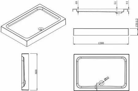 Душевой уголок Esbano ESR-7180B 120х80 см, профиль черный, стекло прозрачное Sancos — официальный сайт