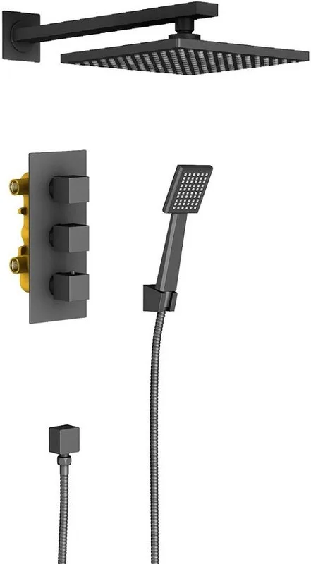 Душевой комплект Timo Tetra-Thermo SX-0179/03SM, черный, С ВНУТРЕННЕЙ ЧАСТЬЮ Sancos — официальный сайт