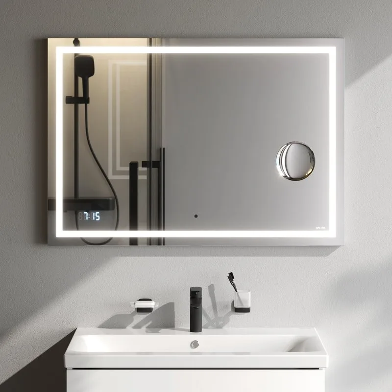 Зеркало AM.PM Gem 100 с LED-подсветкой, часами и косметическим зеркалом Sancos — официальный сайт