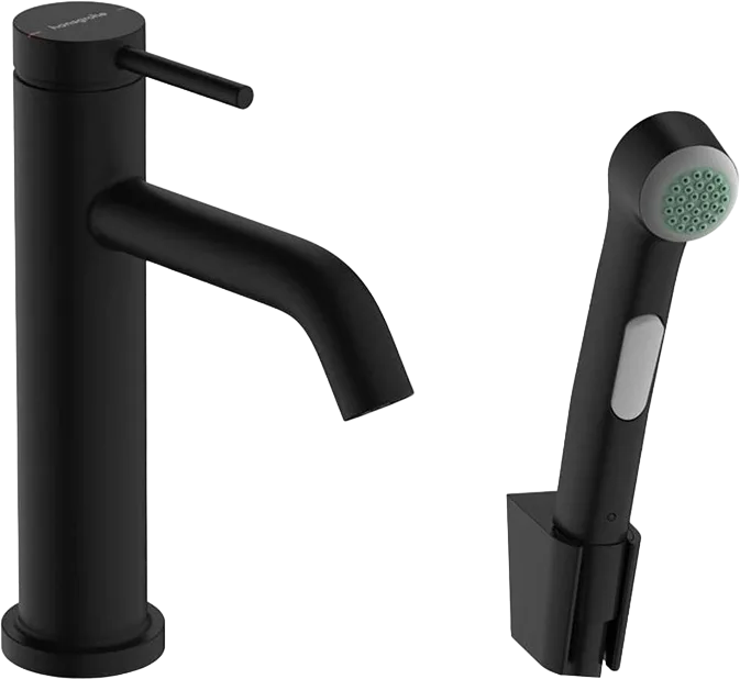 Смеситель для раковины Hansgrohe Tecturis S 110 73211670 с гигиеническим душем, матовый черный Sancos — официальный сайт