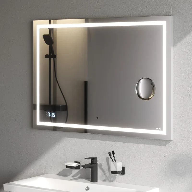 Зеркало AM.PM Gem 100 с LED-подсветкой, часами и косметическим зеркалом Sancos — официальный сайт