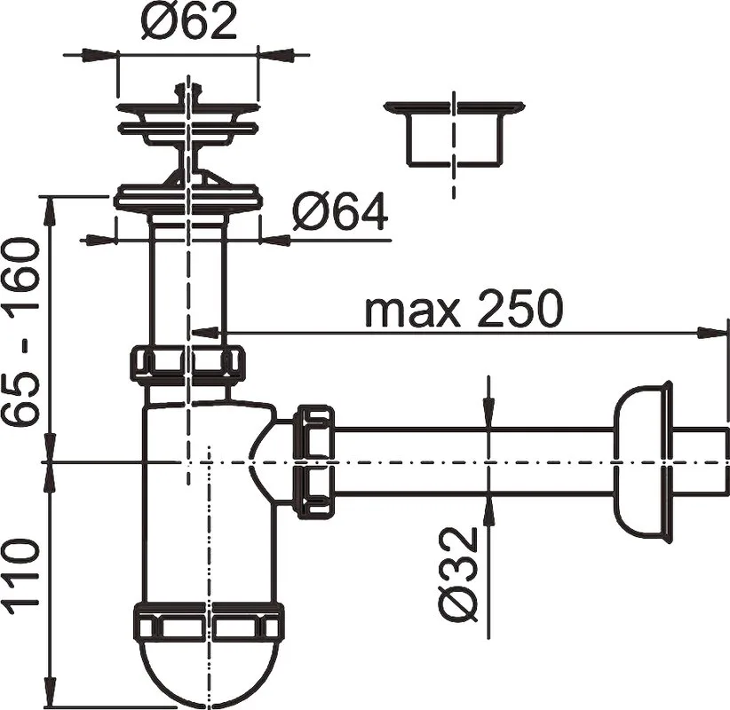 Сифон для раковины AlcaPlast A410 (AG210512432) Sancos — официальный сайт