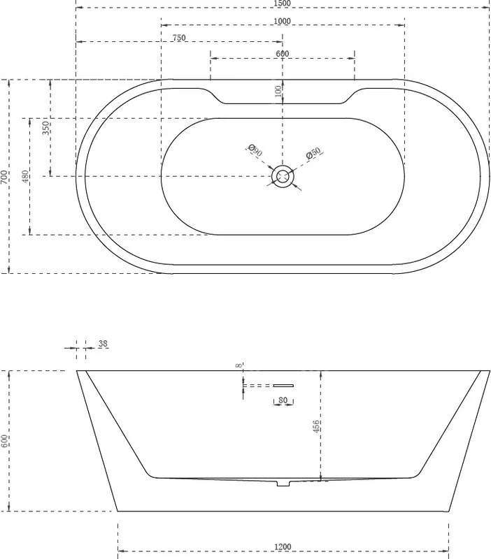Акриловая ванна Abber AB9299-1.5 150x70 см, отдельностоящая, белая, овальная, с каркасом, со сливом- Sancos — официальный сайт