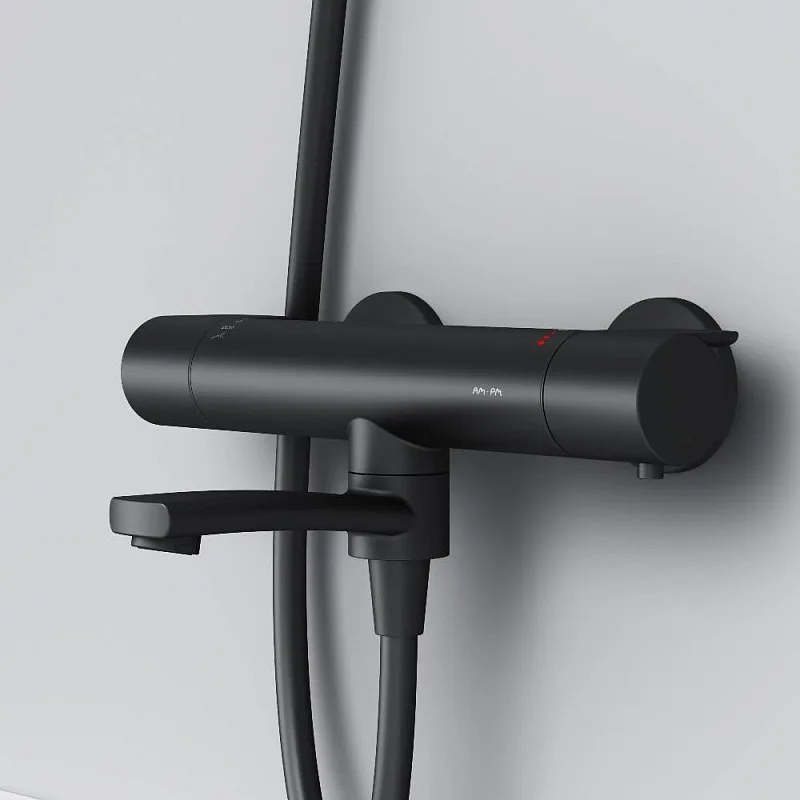 Термостатический смеситель AM.PM X-Joy F85A50022, для ванны с душем, черный Sancos — официальный сайт