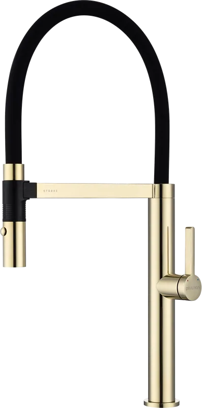 Смеситель для кухни Paulmark Leader Le214101-G, с гибким изливом, золото Sancos — официальный сайт