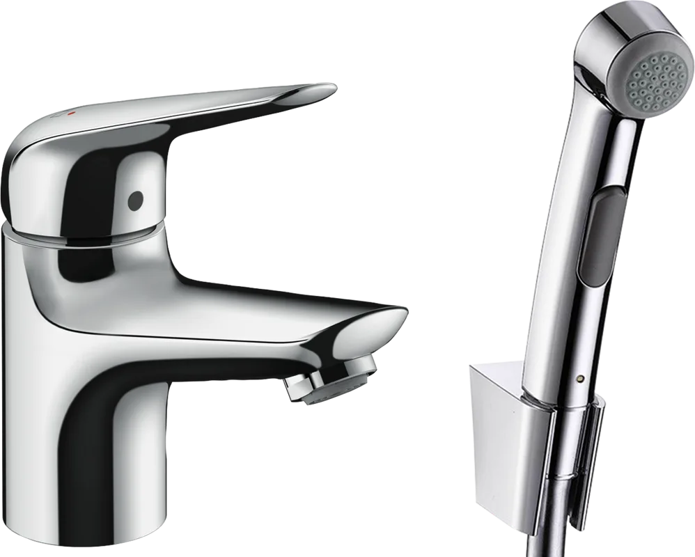Смеситель для раковины Hansgrohe Novus 71144000 с гигиеническим душем, хром Sancos — официальный сайт