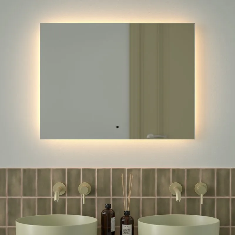 Зеркало Defesto Glow DF 2517RH 80х60 с LED-подсветкой, 3000 K, инфракрасный выключатель