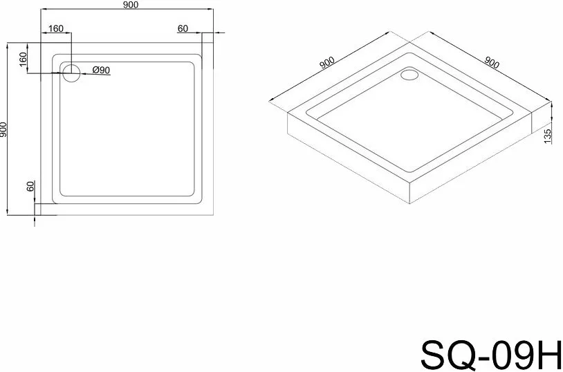 Поддон для душа Black&White Stellar Wind SQ-09H Sancos — официальный сайт