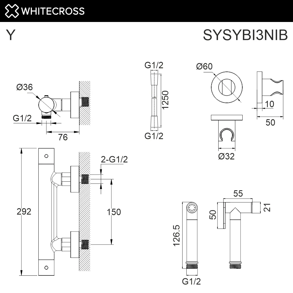 Гигиенический душ WHITECROSS Y SYSYBI3NIB, брашированный никель Sancos — официальный сайт