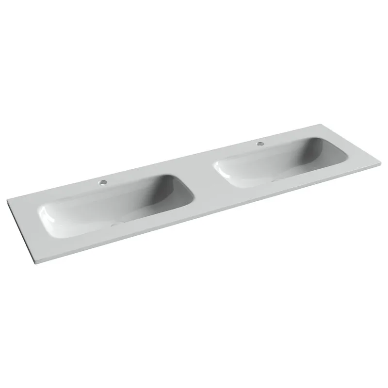 Мебельная раковина Ceramicanova Grace прямоугольная 161см с двумя чашами и отверстиями под смеситель Sancos — официальный сайт