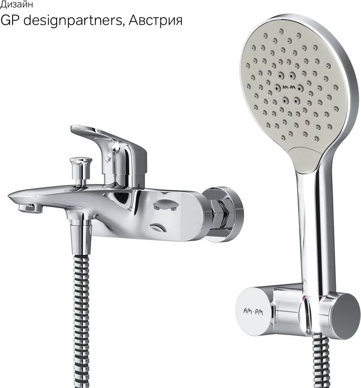Смеситель для ванны с душем AM.PM Like F8015000, хром Sancos — официальный сайт