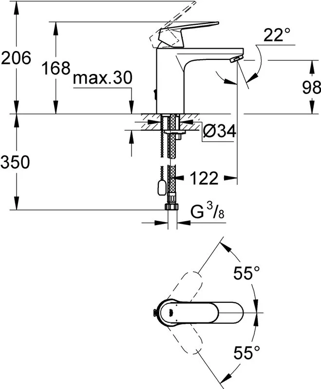 Смеситель для раковины Grohe Eurosmart Cosmopolitan 23326000 Sancos — официальный сайт
