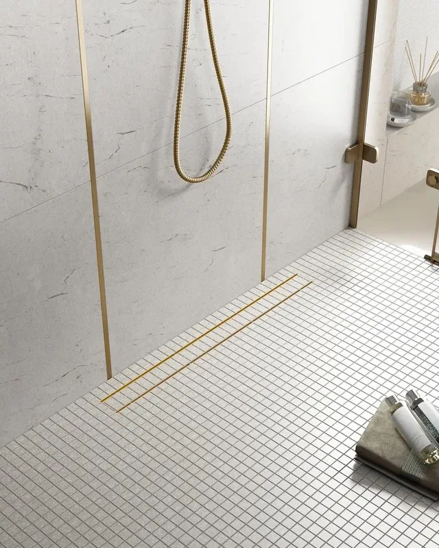 Душевой трап (лоток) Timo Drain Systems DS230208/17 800 двусторонняя панель plate под плитку, золото Sancos — официальный сайт