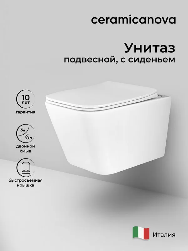 Унитаз подвесной Ceramicanova Metric Rimless CN3007 Sancos — официальный сайт