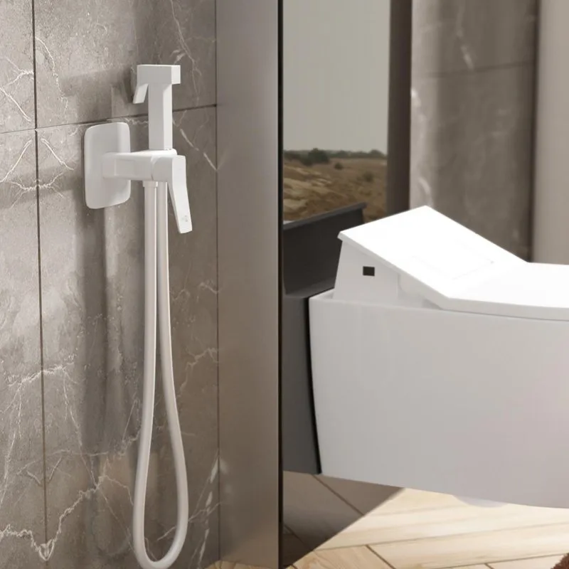 Гигиенический душ Wasserkraft Saale 9538 со смесителем, С ВНУТРЕННЕЙ ЧАСТЬЮ, белый soft-touch Sancos — официальный сайт