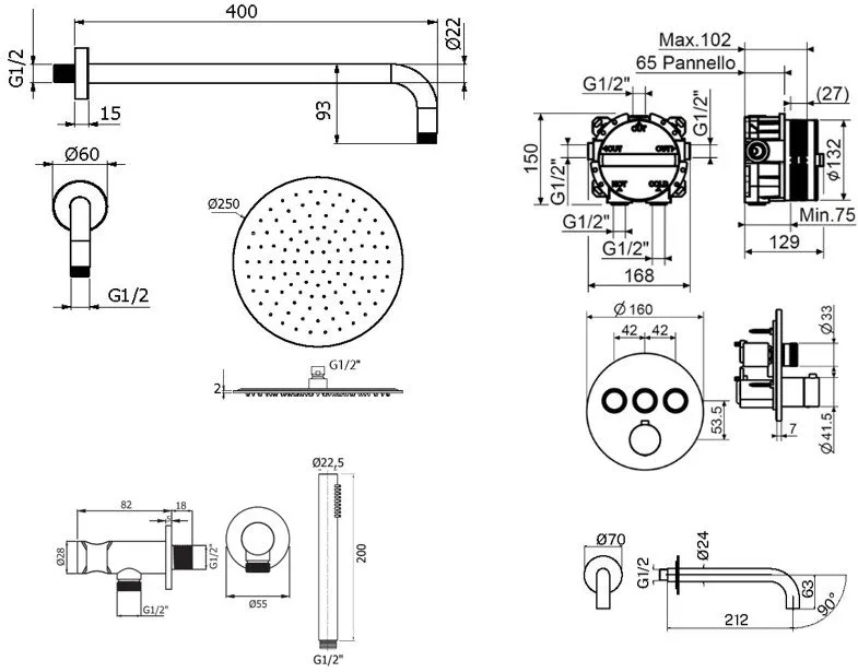 Душевой комплект Plumberia Selection PSBOX KITPSB03CR60, С ВНУТРЕННЕЙ ЧАСТЬЮ, хром Sancos — официальный сайт