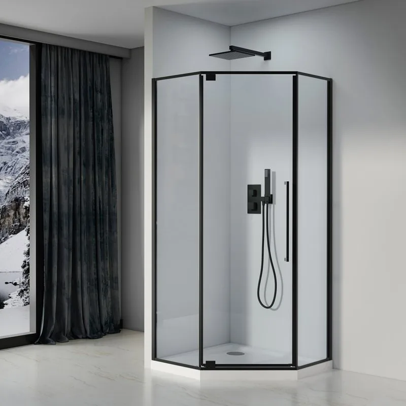 Душевой уголок Black&White Stellar Wind S815 BC 100х100, профиль черный, стекло прозрачное Sancos — официальный сайт