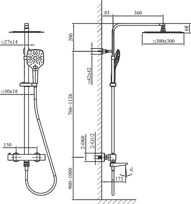Душевая стойка AltroBagno Cascata 030401 Cr, хром Sancos — официальный сайт