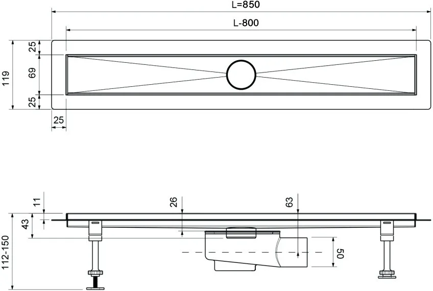 Душевой трап (лоток) Timo Drain Systems DS230108/03 800 вставка lines, черный Sancos — официальный сайт
