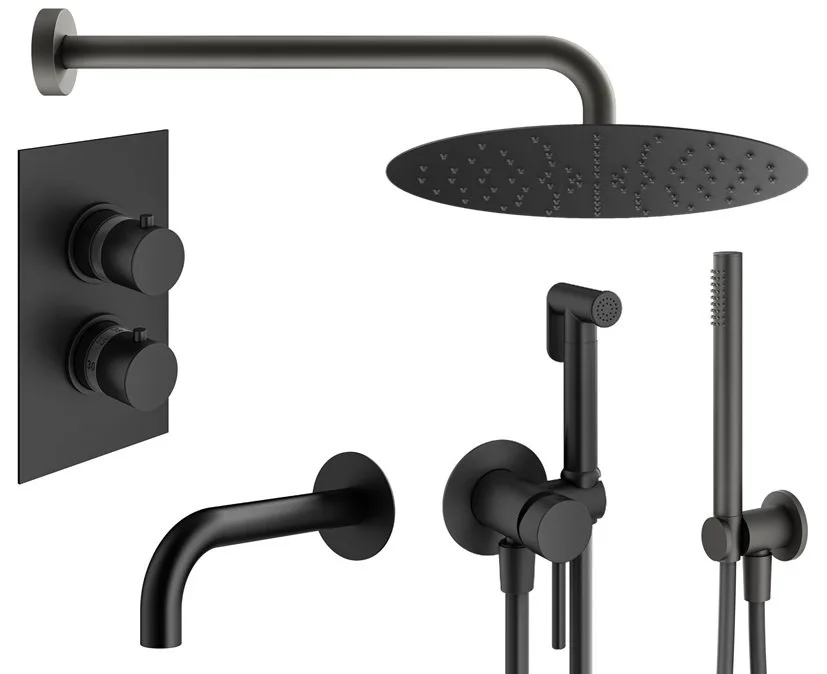 Комплект для ванной Plumberia Selection Ixo KITZXOT19QNO60 С ВНУТРЕННЕЙ ЧАСТЬЮ, черный матовый Sancos — официальный сайт