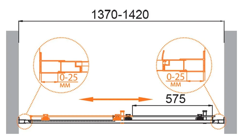 Душевая дверь в нишу Cezares Molveno BF 1 140 C GM IV 140 см, профиль оружейная сталь, стекло прозра Sancos — официальный сайт