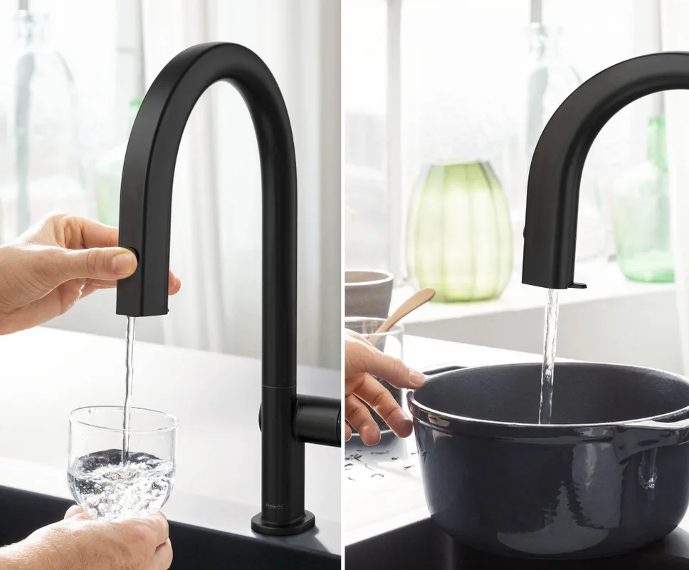 Смеситель для кухни Hansgrohe Aqittura M91 76803670 матовый черный Sancos — официальный сайт