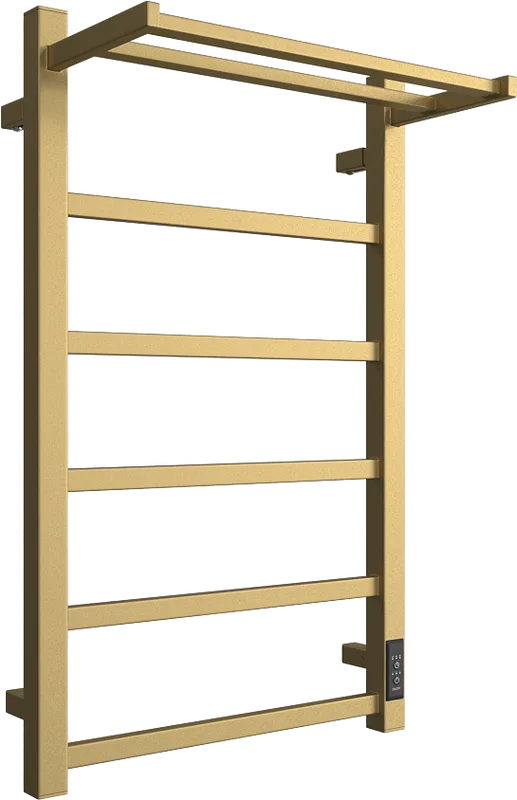 Полотенцесушитель электрический Двин Fj Plaza Neo 80х50, матовое золото, с полкой Sancos — официальный сайт