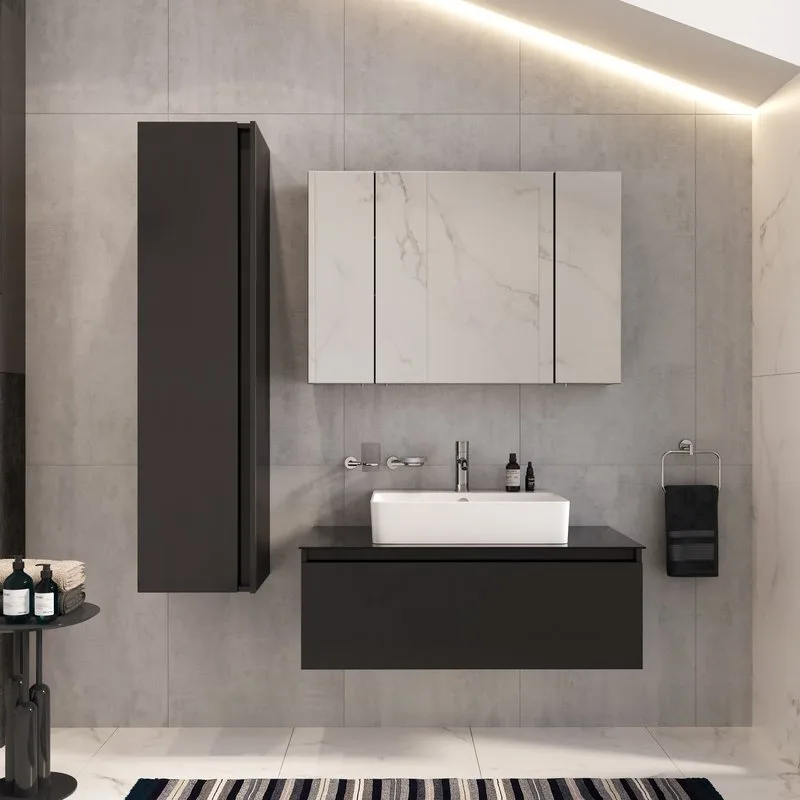 Зеркало-шкаф VitrA Mia 100 глянцевый антрацит Sancos — официальный сайт