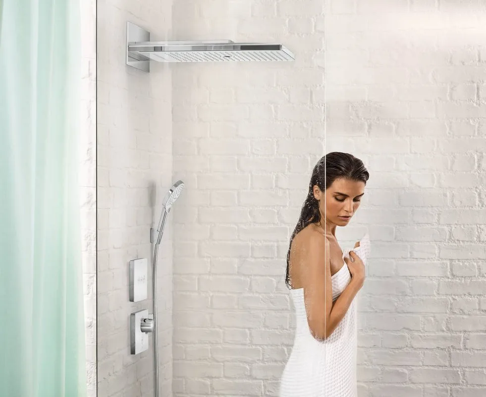Термостатический смеситель встраиваемый Hansgrohe ShowerSelect Glass 15735400, для душа, матовый бел Sancos — официальный сайт