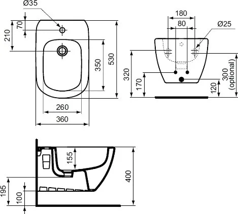 Биде подвесное Ideal Standard Tesi T457001 Sancos — официальный сайт