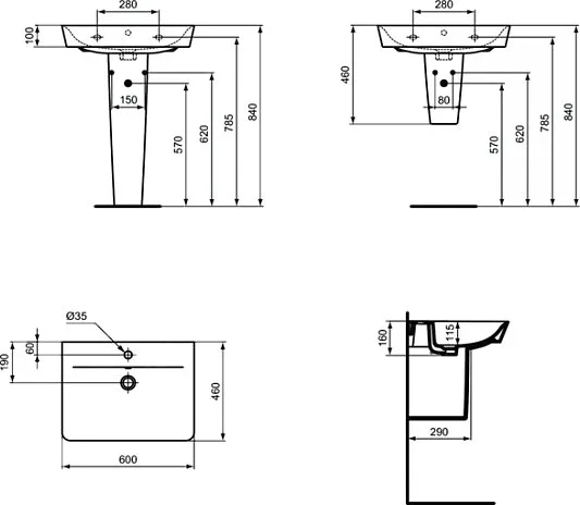 Накладная раковина Ideal Standard Connect Air Cube E074201 60 см Sancos — официальный сайт