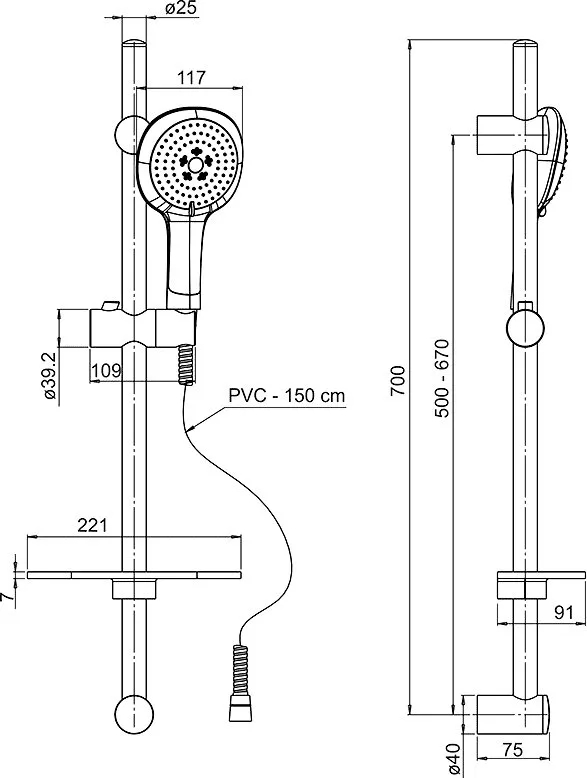 Душевой гарнитур Paini Novara 50CR124/P18, хром Sancos — официальный сайт