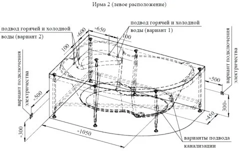 Акриловая ванна Radomir Vannesa Ирма 2 2-01-0-1-1-216 L 150x95 см, угловая, левая, пристенная, белая Sancos — официальный сайт