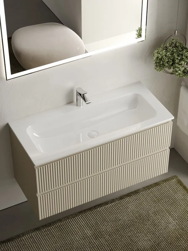 Тумба под раковину Sancos Snob R 100 подвесная Beige soft (капучино), SNR100CE Sancos — официальный сайт