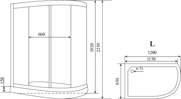 Душевая кабина Timo Standart T-6602 B L, профиль черный Sancos — официальный сайт