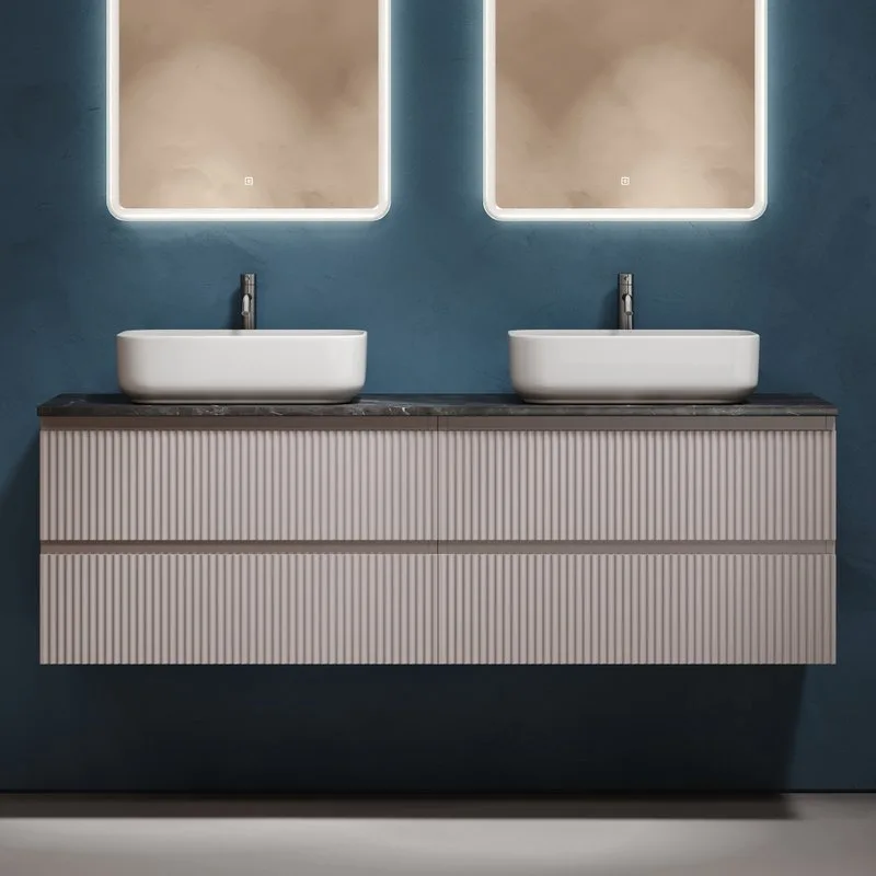 Тумба с раковиной Sancos Snob R 160 doha soft, столешница черный мрамор TT160A1X, раковина CN5043 Sancos — официальный сайт